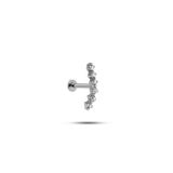 925 Ayar Gümüş Rodyumlu Minimal Sıralı Altı Zirkon Taşlı Tragus Piercing
