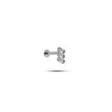 925 Ayar Gümüş Rodyumlu Minimal Sıralı Baget Zirkon Taşlı Tragus Piercing