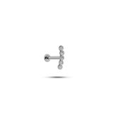 925 Ayar Gümüş Rodyumlu Minimal Sıralı Beş Zirkon Taşlı Tragus Piercing