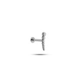 925 Ayar Gümüş Rodyumlu Minimal Süzme Top Tragus Piercing