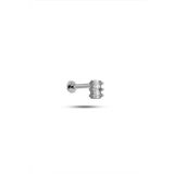 925 Ayar Gümüş Rodyumlu Minimal Üç Baget Taşlı Tragus Piercing