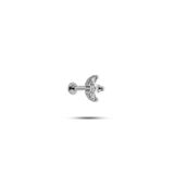 925 Ayar Gümüş Rodyumlu Minimal Üç Mekik Taşlı Lotus Tragus Piercing