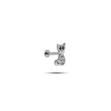 925 Ayar Gümüş Rodyumlu Minimal Zirkon Taşlı Kedi Tragus Piercing