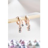 925 Ayar Gümüş Rose Mistik Topaz Taşlı 12 mm Kedi Küpe