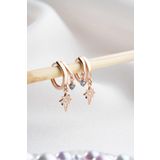 925 Ayar Gümüş Rose Mistik Topaz Taşlı 12 mm Kutup Yıldızı Küpe