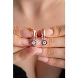 925 Ayar Gümüş Rose Mistik Topaz Taşlı 12 mm Nazar Küpe