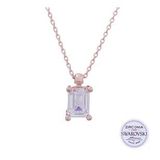 925 Ayar Gümüş Rose Rengi Swarovski Baget Kolye