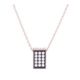 925 Ayar Gümüş Rose Rengi Swarovski Taşlı Kolye
