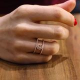 925 Ayar Gümüş Rose Renk Beyaz Taşlı Tasarım Yüzük