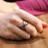 925 Ayar Gümüş Rose Renkli, Siyah Zirkon Taşlı Tasarım Yüzük