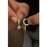 925 Ayar Gümüş Sallantılı Gold Fil Küpe
