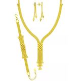 925 Ayar Gümüş Set Altın Kaplama Kalze Set V Desen Dorika Toplu Düğün & Gelin Takı Seti Sgtl13525gold