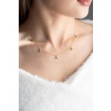 925 Ayar Gümüş Üç Yapraklı Yeşil Taşlı Kolye