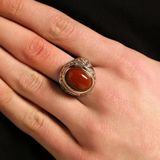 925 Ayar Gümüş Ve Bronz Karışımı Akik Taşlı İşlemeli Erkek Yüzük, Oval