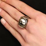 925 Ayar Gümüş Ve Bronz Karışımı Ying Yang Denge Modeli Erkek Yüzüğü