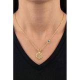 925 Ayar Gümüş Yaşam Çiçeği Kolye Altın Kaplama Nazar Boncuklu Dorika Sgtl13408gold