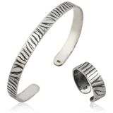 925 Ayar Gümüş Zebra Desenli Bileklik Ve Yüzük Set