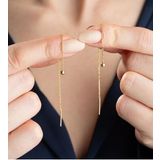 925 Ayar Gümüş Zincirli Top Küpe (GOLD)