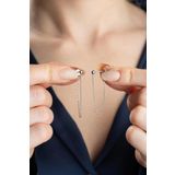 925 Ayar Gümüş Zincirli Top Küpe (SILVER)