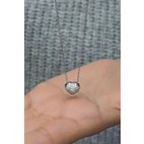 925 Ayar Gümüş Zirkon Taşlı 3 Boyutlu Charm Kalp Kolye