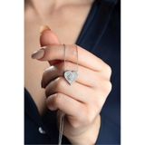 925 Ayar Gümüş Zirkon Taşlı Kalp Kolye (SILVER)