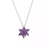 925 Ayar Gümüş Zirkon Taşlı Lotus Çiçeği Kadın Kolye (Mor)