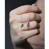 925 Ayar Kadın Anne ve Erkek Çocuk Model Rose Kaplama Gümüş Kolye