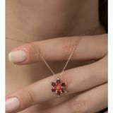 925 Ayar Kırmızı Lotus Çiçeği Kolye Kadın Gümüş Kolye