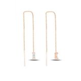 925 Ayar Oval Sallantılı Japon Kadın Rose Gold Küpe