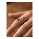 925 Ayar Papatya Silver Renkli Pastel Mineli Yılan Yüzük.rose.gold.rodaj