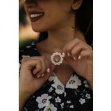 925 Ayar Rose Altın Kaplama Gümüş S Harfli Papatya Kolye