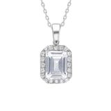 925 Ayar Starlight Diamond Pırlanta Kare Baget Tektaş Kadın Gümüş Kolye