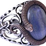 925K Solid Sterling Silver Erkek Yüzüğü Doğal Taşlarla - El Yapımı Zarafet (Kyanit Taşı)