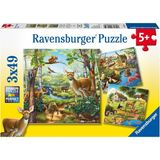 92659 Dağ Hayvanları Çocuk Puzzle, Çok Renkli, 3X49 Parça