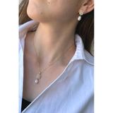 9,5 Mm Baget Taş Doğal İnci Sallantı Küpe Kolye İkili Set