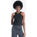 %95 Pamuklu Kolsuz Kadın Tişört Siyah Metal Logo Detaylı Slim Fit Tshirt