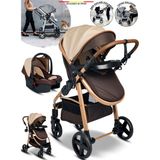 950 Tayla 6 In 1 Mama Tablalı Çift Yönlü Travel Sistem Bebek Arabası - Gold Kahve
