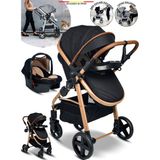 950 Tayla 6 In 1 Mama Tablalı Çift Yönlü Travel Sistem Bebek Arabası - Gold Siyah