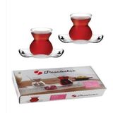 96574 Dantel Çay Takımı 140 cc 12 Parça 6 Adet Çay Bardağı 6 Adet Çay Tabağı - Şeffaf