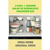 972 Siyah 3 Katlı L Tasarım Dolap Içi Düzenleyici Organizer Raf - Ahşap Rengi