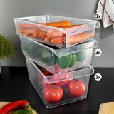 9'lu Buzdolabı Düzenleyici Set - Dolap Içi Organizer Sepet Meyve Sebze Saklama Kabı 3x(4-6-8) Lt