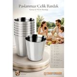 9'Lu Paslanmaz Çelik Bardak Seti 210 Ml, Kırılmaz Hafif Kamp & Piknik Bardağı, Outdoor Çelik Kupa 721530