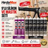 9’lu Silikon Seti 3 Nex Silikonize Mastik + 5 Selsil Silikon + Silikon Tabancası