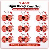 9’lu Uğur Böceği Ateş Böceği Kostüm Seti – Kanat Taç Asa (5047)