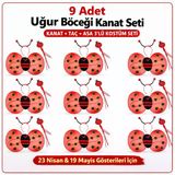 9’Lu Uğur Böceği Ateş Böceği Kostüm Seti – Kanat Taç Asa (5067)