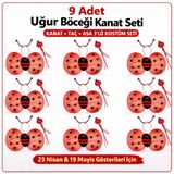9’lu Uğur Böceği Ateş Böceği Kostüm Seti – Kanat Taç Asa (5264)