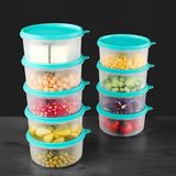 9'lu Yuvarlak Gıda Saklama Kabı Seti - Organizer Düzenleyici Erzak Kabı 9X600ML Yeşil
