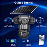 9mp Üçlü Lens, Güneş Enerjili Ptz Güvenlik Kamerası. Sım Kart İle Her Yerden 7/24 İzleme, İki Yönlü Ses Ve Gece Görüşü.