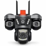 9MP Ultra HD 3 Kameralı 360° WiFi Akıllı Güvenlik Kamerası, Gece Görüşlü Su Geçirmez Dış Mekan Hareket Takipli Sesli Siren Alarmlı Çift Yönlü Konuşmalı SD Kart Kayıtlı Ev Bahçe İşyeri İçin Kamera
