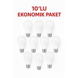 9W Led Ampul Beyaz Işık E27 Duy Uyumlu Tasarruflu 10'Lu Ekonomik Paket Ev Ofis Tavan Aydınlatma
